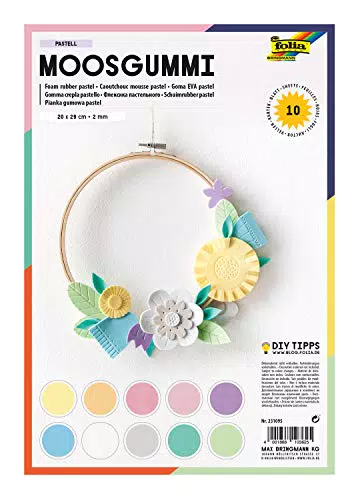 folia 231095 - Moosgummi Pastell, 2 mm, ca. 20 x 29 cm