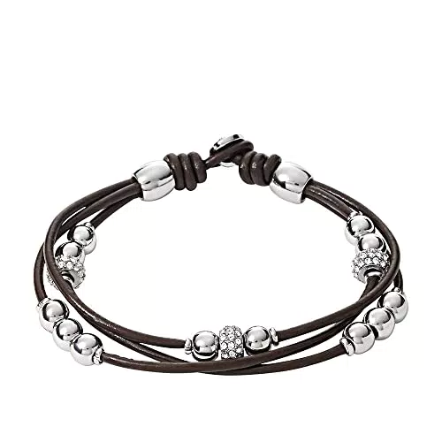 Fossil Armband Für Frauen, 19 Cm Braunes Echtlederarmband