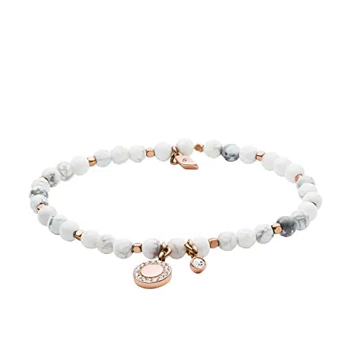 Fossil Armband Für Frauen Wellness, Innenlänge:165mm Weißes Halbedelsteinarmband