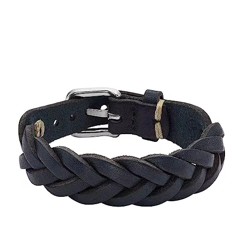 FOSSIL Armband für Männer Leather Essentials, Navy Lederarmband