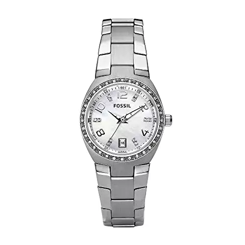Fossil Damen Serena Quarz-Edelstahl-Dreizeigeruhr, Farbe: Silver Glitz