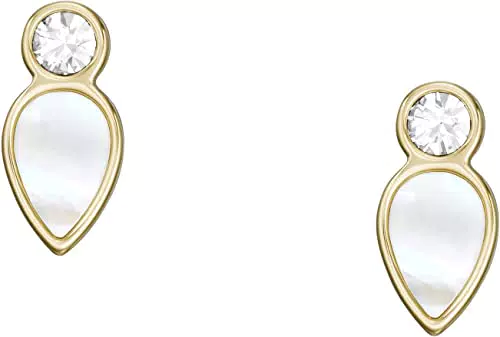 Fossil Ohrringe Für Frauen, Länge: 11.3mm, Breite: 5.4mm Gold Perlmutt