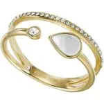 FOSSIL Prestack-Ring Teardrop für Damen Perlmutt weiß