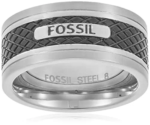 Fossil Ring Für Männer, Schwarzer Edelstahlring, JF00888040