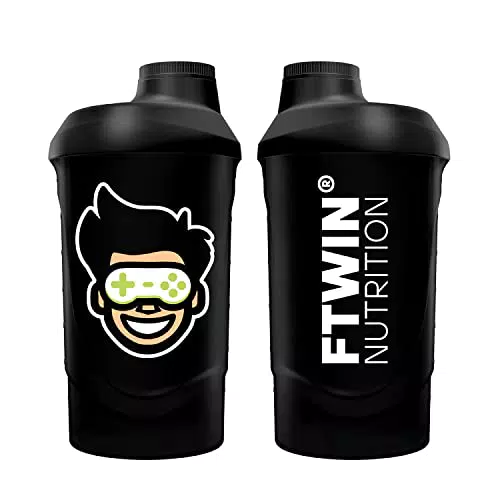 FTWIN SHAKER, Für GAMER und E-SPORTLER, 600 ml mit Messskalierung und Sieb