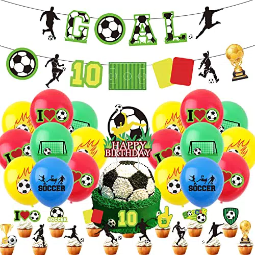 Fußball-Party-Deko-Set, 49-teiliges Kindergeburtstags-Luftballon-Set mit Fußballbannern