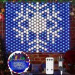 Fwiull Weihnachtliche Lichterkette, Schneeflocken Weihnachtsnetz Lichter Hängelichter 130 * 120CM Wasserdichte Weihnachtsdeko 320 LED-Netzlichter für Weihnachtsfeier Drinnen