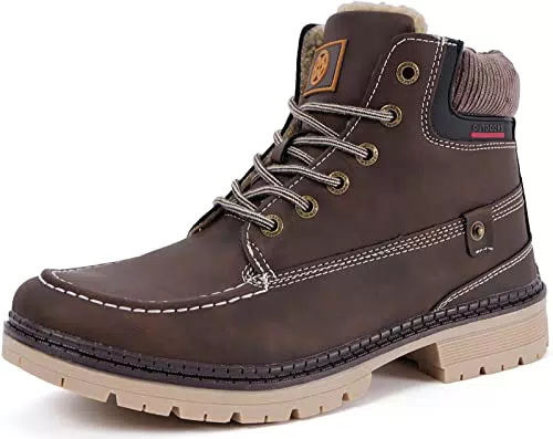 Gaatpot Damen Winterschuhe Warmfutter Gefüttert Schneestiefel Kurzschaft Stiefel Flache rutschfest Trekkingschuhe Winter Schneeboot Dunkelbraun 36EU