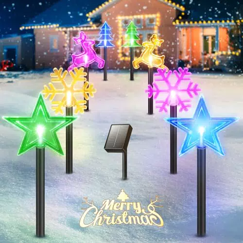 GEARLITE 8 Stück Weihnachtsdeko Aussen, Solarlampen für Außen mit 8 Modi