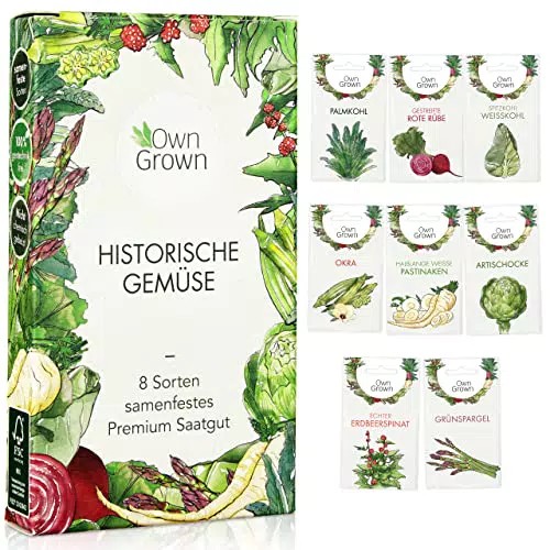 Gemüsesamen Alte Sorten: 8 Sorten Alte Gemüse Samen im Set für Garten und Balkon Artischocken Samen