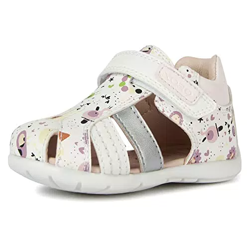 Geox B ELTHAN Girl Sandal, White/LT Rose