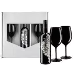 Geschenkset: L'uva Bella Rotwein, Italien, halbtrocken mit 2 schwarzen Weinkelchen