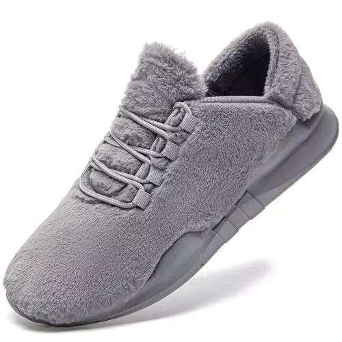 GHFKKB Hausschuhe Herren Plüsch Slippers Winter Wärme Pantoffeln Bequeme Gemischte Non-Slip im Innen- und Außenbereich-Dark_Gray-46
