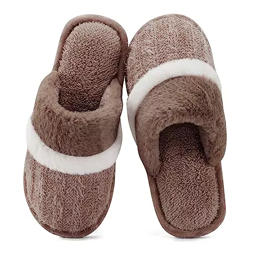 GOEWY Hausschuhe Damen Herren Winter Plüsch Wärme Pantoffeln Weiche Flache Memory Foam Home Rutschfeste Slippers