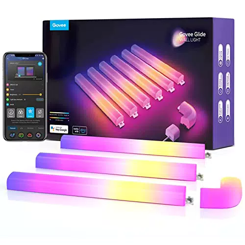 Govee Wandleuchte, Glide Wall Light, WiFi RGBIC LED Lightbar für Gaming