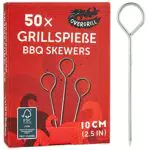 Grillspieße Edelstahl: 50x Premium Edelstahl Grillspieß kurz 10cm Grill Zubehör für BBQ und Schaschlik Edelstahl Spieße Vielseitige Metallspieße Grill Edelstahl Grill Spieß von OVERGRIL