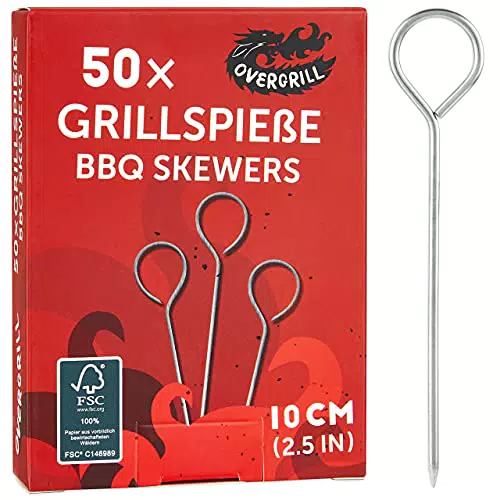 Grillspieße Edelstahl: 50x Premium Edelstahl Grillspieß kurz 10cm Grill Zubehör für BBQ und Schaschlik Edelstahl Spieße Vielseitige Metallspieße Grill Edelstahl Grill Spieß von OVERGRIL