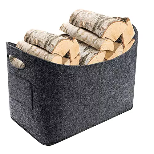 Groß Filztasche Kaminholz, Kaminholztasche Faltbar Holzkorb Filzkorb Filz Shopper Einkaufstasche Multifunktional Kaminholztasche Aufbewahrungskorb Treppenkorb Kaminholzkorb für Kaminholz Brennholz