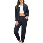 Gyabnw Damen Jogginganzug Sportanzug Trainingsanzug Freizeitanzug mit Streifen Outfit Tracksuit Hausanzug Mode Zweiteiler Set Zipper Trainingjacke und Hose für Sport und Freizeit Navy Blau