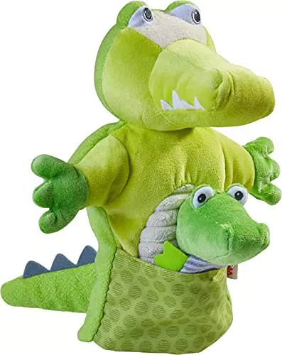 HABA 305754 - Handpuppe Krokodil mit Baby, Handpuppe ab 1.5 Jahren