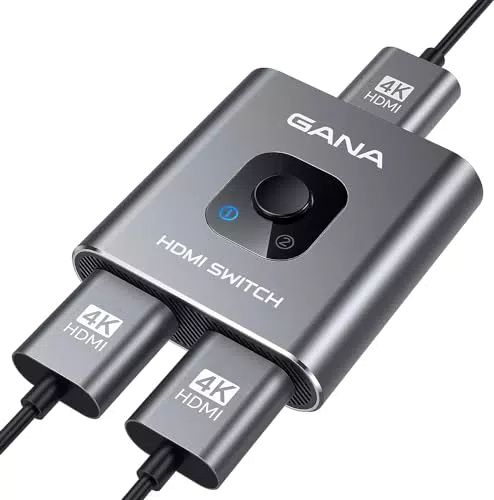 HDMI Splitter HDMI Switch, GANA 4K@60Hz Aluminium Bidirektional HDMI Switch 2 In 1 Out oder 1 In 2 Out HDMI Verteiler HDMI Switcher unterstützt HD 4K 3D für HD TV/Fire Stick/Xbox/PS3/PS4