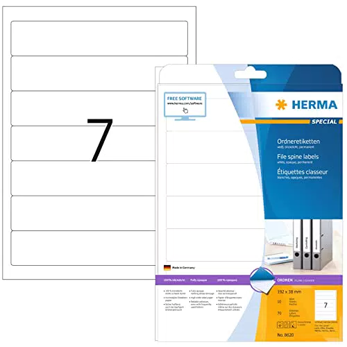 HERMA 8620 Ordnerrücken Etiketten kurz schmal, 10 Blatt