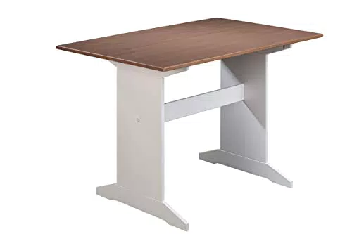 Inter Link Esstisch 110 x 70 cm Kiefer Massivholz Weiss Sepia braun lackiert