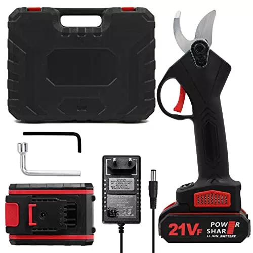 Irfora Tragbare 21-V-Hand-Akku-Elektro-Astschere mit Tragetasche Wiederaufladbare 1200-mAh-Lithiumbatterie und Ladegerät Angetriebene Astschere Gartenschere 30 mm Schnittdurchmesser