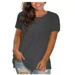 Jamicy Tops für Damen Sommer Tshirt Kurzarm Rundhals Oberteile Basic Laufshirt Sportshirt Frauen Einfarbig Casual Hemd Bluse Teenager Mädchen Tunika Shirt Meine Bestellungen Anzeigen Grau XX
