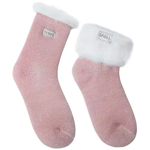 JARSEEN 2 Paar Damen Thermosocken Kuschelsocken Winter Warme Dicke Süß Haussocken Mit Vollplüsch und Wolle