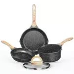 JEETEE Pfannenset und Topf 4 Teiliges, Bratpfanne 22cm