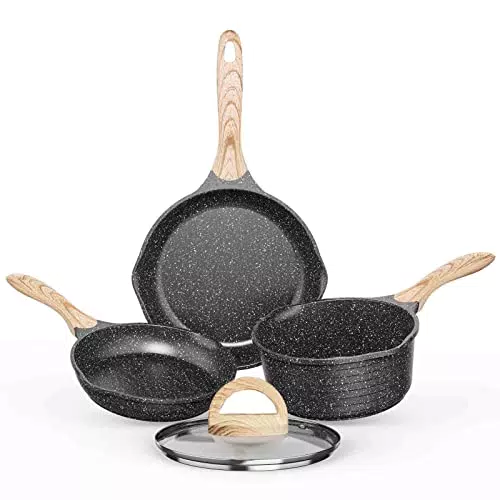 JEETEE Pfannenset und Topf 4 Teiliges, Bratpfanne 22cm