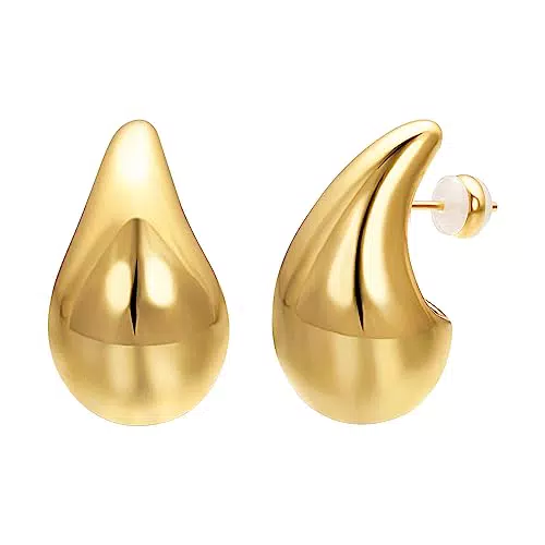 JOLCHIF Bottega Dupes Ohrringe Gold 18K Goldene für Frauen Trendige Dicke Leichte