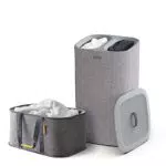 Joseph Joseph Laundry 2er Set - Hold-All 35L Faltbarer Wäschesammler und Tota 60L Wäschekorb mit deckel mit 2 fächer abnehmbaren Taschen - Grau