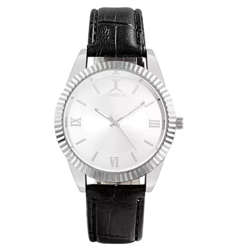 JWATCH Herren Armbanduhr Silber 40MM stilvoll und erschwinglich: Lederarmbanduhr Krokodilleder I für große Handgelenke mit sportlichem Design