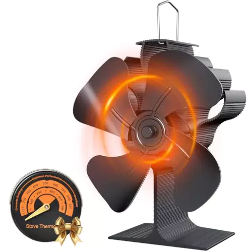 Kaminventilator, Ofenventilator ohne strom, Leiser Kamin Ventilator kaminlüfter mit 4 Blättern für Kaminöfen Holzöfen Öfen