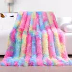 KANKAEU Kuscheldecke Flauschig, 160×200cm Decke mit Regenbogen