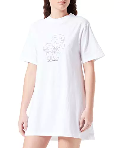KARL LAGERFELD Damen Ikonik 2.0 Pyjama Kleid Weiß