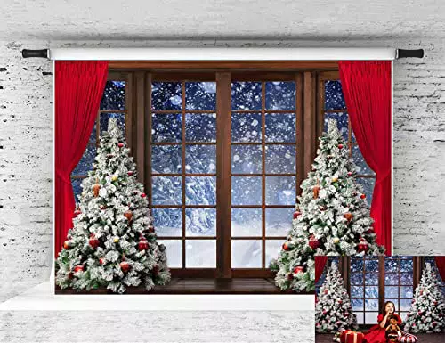 Kate 2.2x1.5m Weihnachts Hintergrund Weihnachten Foto Hintergrund Schneelandschaft Weihnachtsbaum für Weihnachtsfeier Dekoration Fotografie Fotostudio Requisiten Mikrofiber für Fotografie