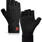KEECOW Handschuhe Herren Damen, Fingerlose Handschuhe Herren Winter Warme Thermo Fleece Strickhandschuhe für Outdoor Sport Laufen Radfahren Freizeit