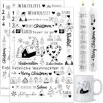 Kerzentattoos Weihnachten, Kerzen Tattoo Folie DIY Kerzensticker für Adventskerzen und Keramik A4 Bogen DIY Stickerbogen