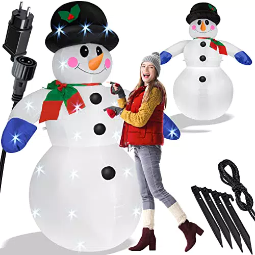 KESSER Aufblasbarer Schneemann XXL 240cm LED-Beleuchtung mit Befestigungsmaterial & geräuscharmen Gebläse Deko Weihnachts-Figur Weihnachten Weihnachtsdekoration Innen & Außen Witterungsbeständig IP44