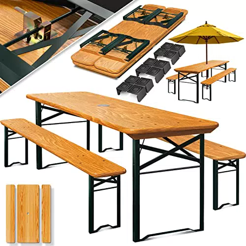 KESSER Bierzeltgarnitur 3 teilig Gartenmöbel-Set, Klappbar 170 x 46 x 75cm