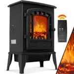 KESSER Elektrokamin mit Heizlüfter & Fernbedienung 2000W Elektro Kamin Elektrischer Heizung LED Kaminfeuer Effekt Kaminofen Flammeneffekt Heizer Ofen geräuscharm regelbar Schwarz
