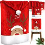 KESSER Premium Weihnachtsstuhlüberzug 6er Set Stuhlhussen für Weihnachten Nikolausmütze Stuhlbezug Husse Weihnachtsdeko für Stühle Überzieher - Stuhlabdeckung im weihnachtlichen Design