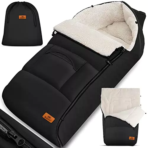 KIDIZ Babyfußsack Baby Fußsack Winterfußsack Babyschale mit Reißverschluss Kuschelsack Babydecke Kinderwagen waschbar verschließbarer Kopfteil