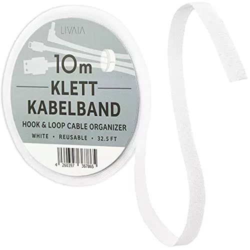 Klett Kabelbinder Wiederverschließbar: 10m Klettband Kabelbinder weiß für einfaches Ordnen von Kabeln Kabel Organizer
