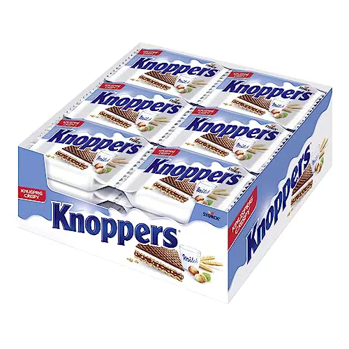 Knoppers 24 x 25g Gefüllte Waffelschnitte mit Milchcreme und Nougatcremefüllung