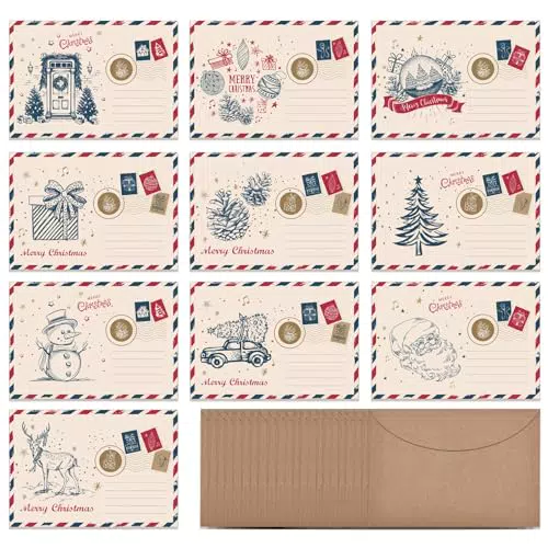 KOHMUI Weihnachtskarten mit Umschlag, Klappkarten & Umschlägen Set
