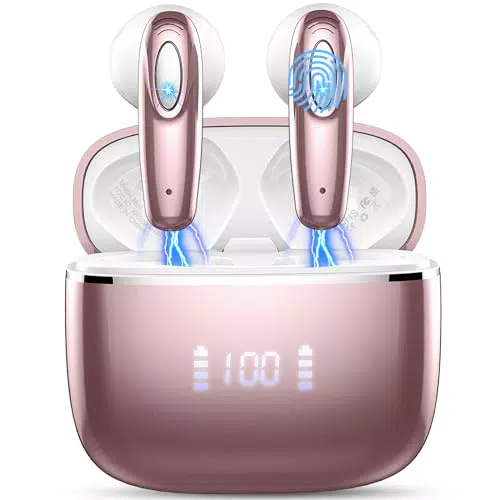 Kopfhörer Kabellos Bluetooth 5.3, 4 ENC Noise Cancelling Bluetooth Kopfhörer In Ear mit 14